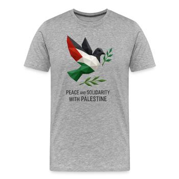 colombe de la paix aux couleurs de la Palestine - T-shirt bio Premium Homme - gris chiné - Devant - Damien (186cm)