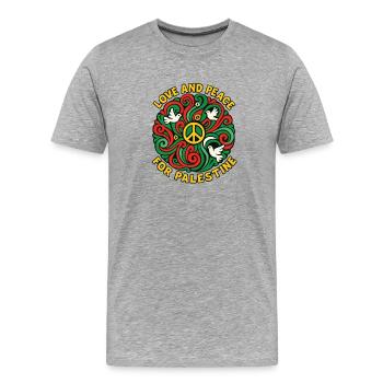 Amour et Paix pour la Palestine - T-shirt bio Premium Homme - gris chiné - Devant - Damien (186cm)