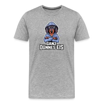  Ganz Dünnes Eis Dackel Spruch Hund Lustig Cool - Männer Premium Bio T-Shirt - Grau meliert - Vorne - Damien (186cm)