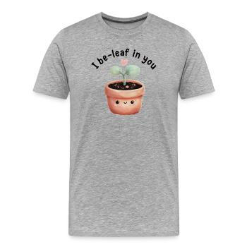 Winzige Sprossenherz-Pflanze - Männer Premium Bio T-Shirt - Grau meliert - Vorne - Damien (186cm)