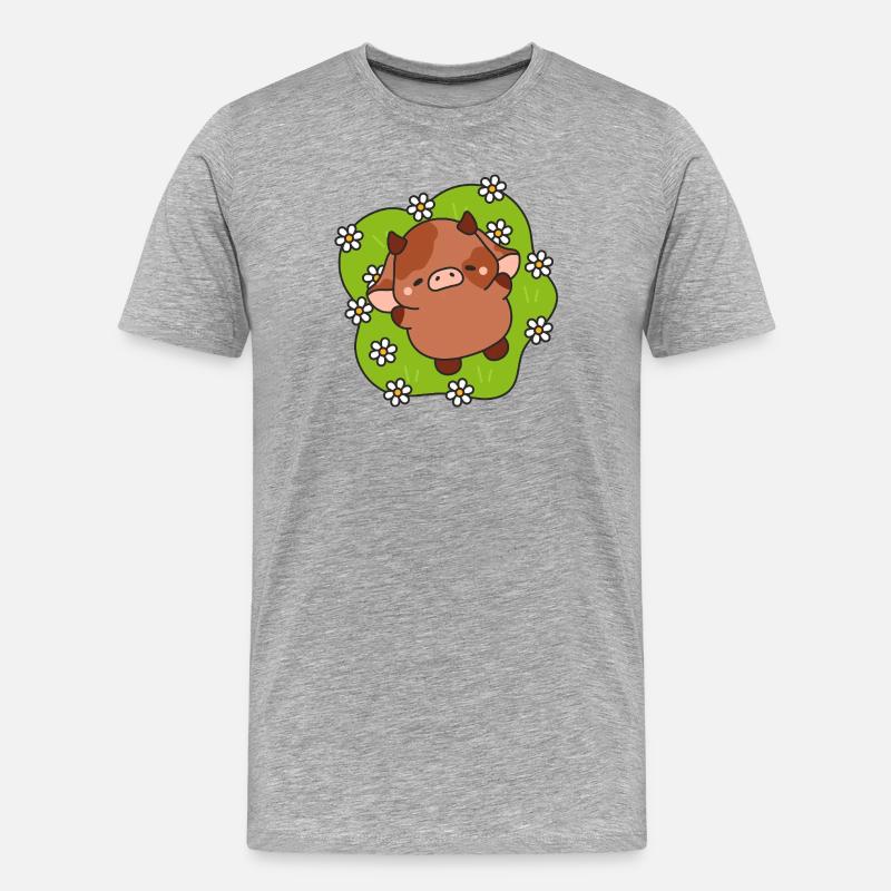 P'tit vachette Printemps - Männer Premium Bio T-Shirt - Grau meliert