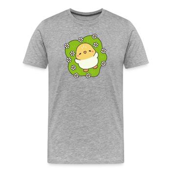 Blühendes Frühlingsküken - Männer Premium Bio T-Shirt - Grau meliert - Vorne - Damien (186cm)