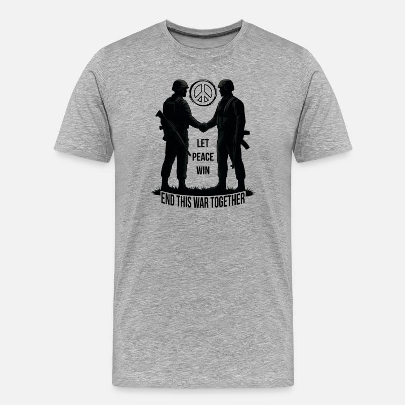 LASS DEN FRIEDEN SIEGEN - Männer Premium Bio T-Shirt - Grau meliert