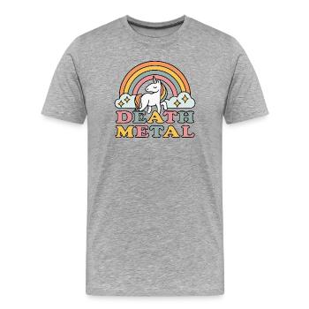 Licorne Death Metal - T-shirt bio Premium Homme - gris chiné - Devant - Damien (186cm)