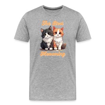 Morgen Katze FurBaby Haustier Design - Männer Premium Bio T-Shirt - Grau meliert - Vorne - Damien (186cm)