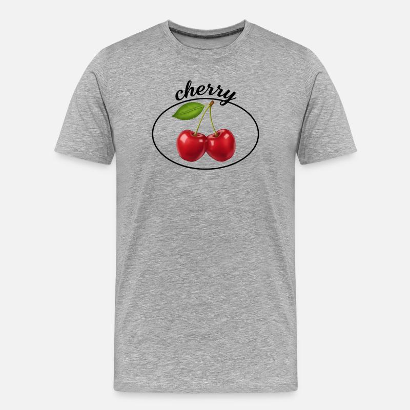 Cherry Duo Emblem - Männer Premium Bio T-Shirt - Grau meliert