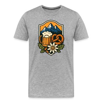 Beer Pretzel Edelweiss Mountains Bavaria Traditional Costume Festival - Men's Premium Organic T-Shirt - heather grey - Front - Damien (186cm)