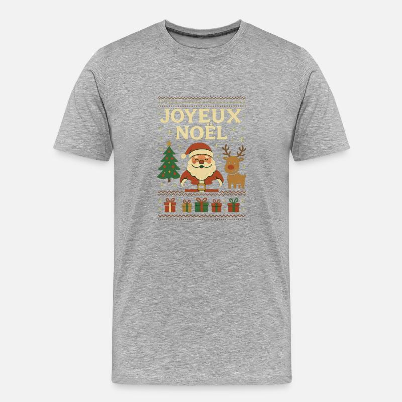 Frohe Weihnachten - Männer Premium Bio T-Shirt - Grau meliert
