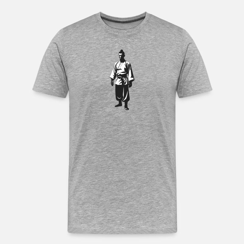 Shaolin Mönch - Cooles Silhouetten-Logo - Männer Premium Bio T-Shirt - Grau meliert