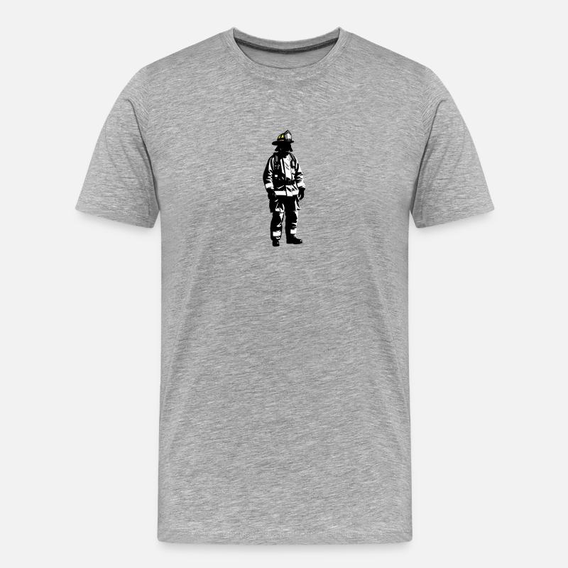 Feuerwehrmann - Cooles Silhouetten-Logo - Männer Premium Bio T-Shirt - Grau meliert