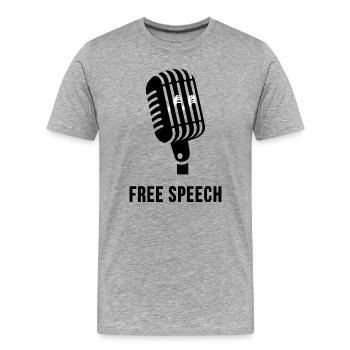 Free Speech  - Männer Premium Bio T-Shirt - Grau meliert - Vorne - Damien (186cm)