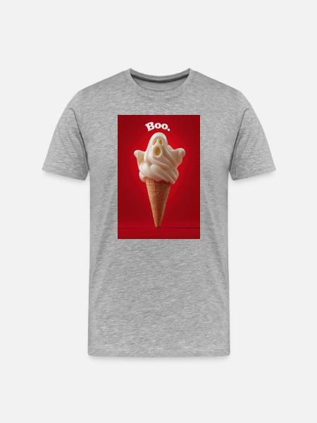 Boo Ghost IceCream Cone - Men's Premium Organic T-Shirt - heather grey