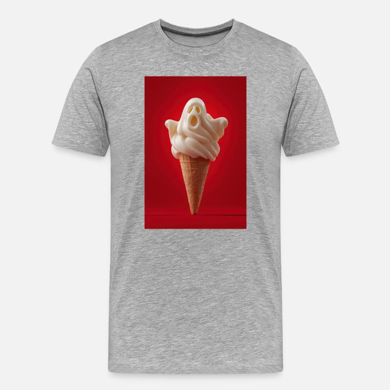 Spooky Ghost IceCream Cone - Männer Premium Bio T-Shirt - Grau meliert