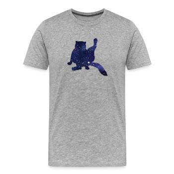 Katze Silhouette Lustig Sternenhimmel - Männer Premium Bio T-Shirt - Grau meliert - Vorne - Damien (186cm)
