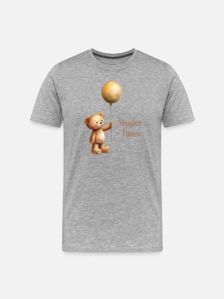 Teddy Bear with Balloon Simpler Times - Men's Premium Organic T-Shirt - heather grey