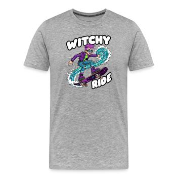 Witchy Ride Skateboard Animation - Men's Premium Organic T-Shirt - heather grey - Front - Damien (186cm)