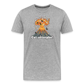 Cat-astrophe volcano - Men's Premium Organic T-Shirt - heather grey - Front - Damien (186cm)