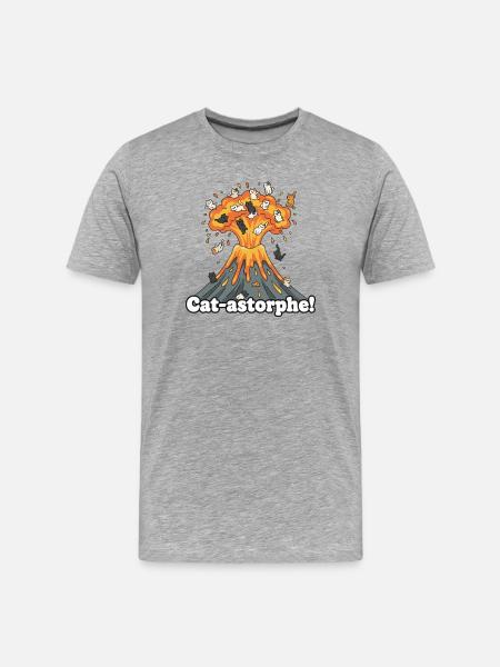 Volcan Cat-astrophe - T-shirt bio Premium Homme - gris chiné