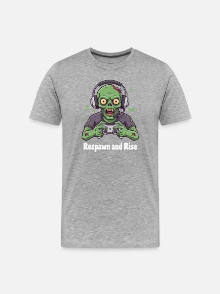 Respawn and Rise Zombie Gamer - Men's Premium Organic T-Shirt - heather grey