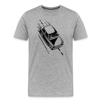 Trabi 601 auf Tour (Farbe änderbar) - Männer Premium Bio T-Shirt - Grau meliert - Vorne - Damien (186cm)