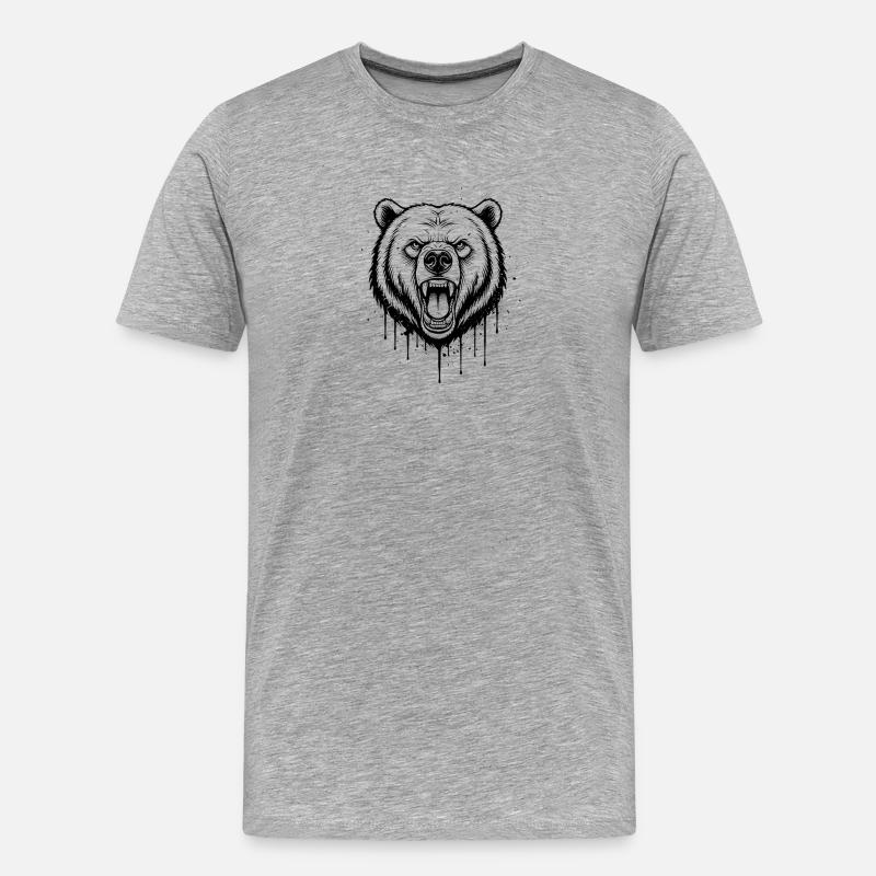 Bär Brüllendes Design - Männer Premium Bio T-Shirt - Grau meliert