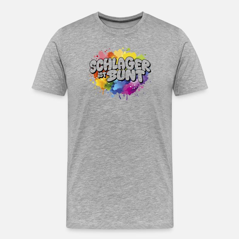 Schlager ist bunt  Regenbogen LSBTIQ - Männer Premium Bio T-Shirt - Grau meliert