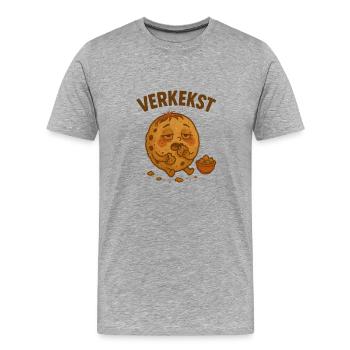 Verkekster Keks - Männer Premium Bio T-Shirt - Grau meliert - Vorne - Damien (186cm)