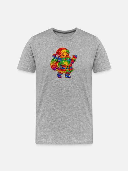 Rainbow Glitter Santa Motif - Men's Premium Organic T-Shirt - heather grey