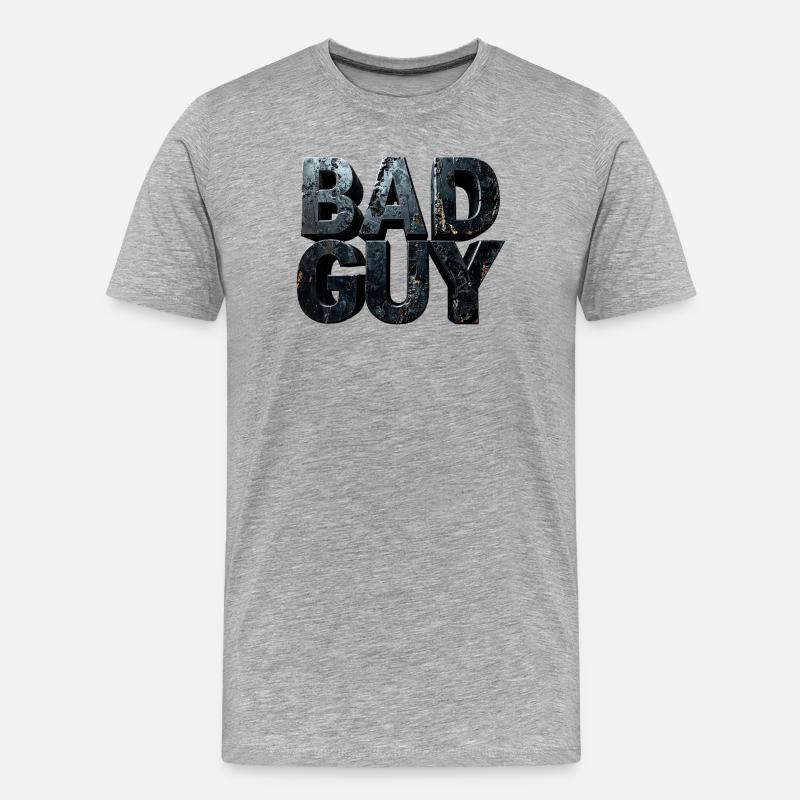 Bad Guy – Dunkle monumentale Buchstaben Skulptur - Männer Premium Bio T-Shirt - Grau meliert