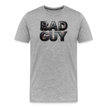 Bad Guy – 3D Letters in Leather Look Style - Men's Premium Organic T-Shirt - heather grey - Front - Damien (186cm)