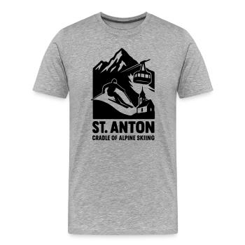 Ski à St Anton - T-shirt bio Premium Homme - gris chiné - Devant - Damien (186cm)