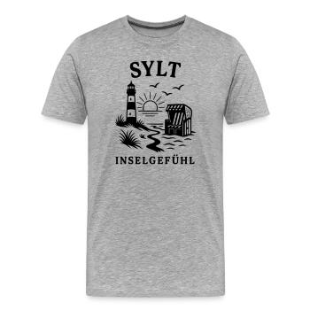 Sensation de l’île de Sylt - T-shirt bio Premium Homme - gris chiné - Devant - Damien (186cm)