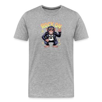 Rock On Affe Rocker Sonnenbrille Lederjacke - Männer Premium Bio T-Shirt - Grau meliert - Vorne - Damien (186cm)