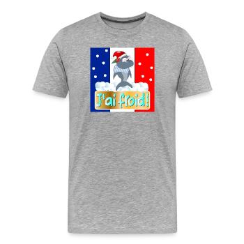 FRANKREICH ICH BIN KALTE HAIE - Männer Premium Bio T-Shirt - Grau meliert - Vorne - Damien (186cm)