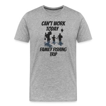 Voyage de pêche en famille - T-shirt bio Premium Homme - gris chiné - Devant - Damien (186cm)
