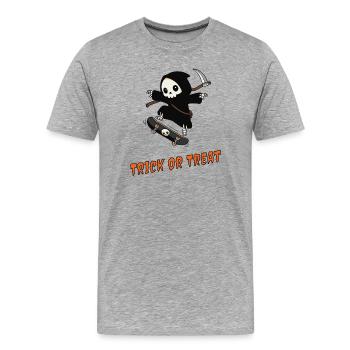 Süßes oder Saures – Skater Reaper - Männer Premium Bio T-Shirt - Grau meliert - Vorne - Damien (186cm)