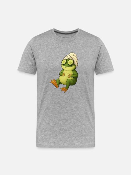 Cucumber mask frog in the spa - Men's Premium Organic T-Shirt - heather grey