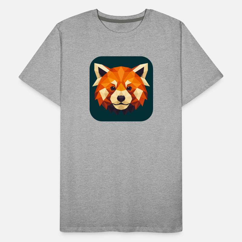 Tête de Panda Rouge Low Poly T-shirt bio Premium Homme
