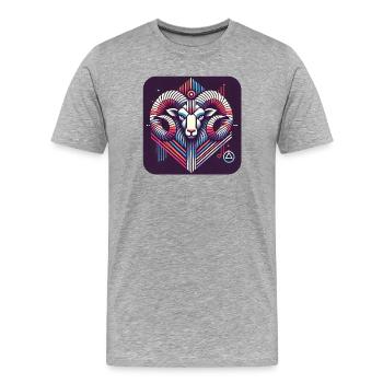 Neon Ram Ram Geometric Line Art - Men's Premium Organic T-Shirt - heather grey - Front - Damien (186cm)