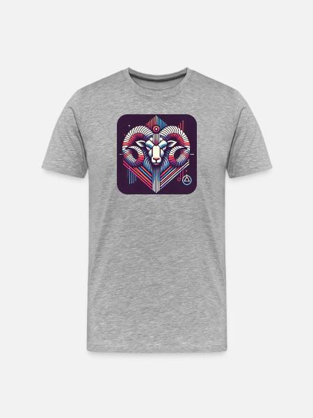 Neon Ram Ram Geometric Line Art - Men's Premium Organic T-Shirt - heather grey