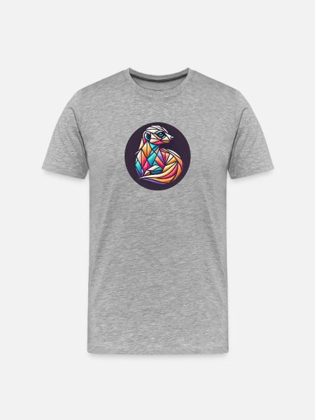 Geometrisches buntes Erdmännchen - Männer Premium Bio T-Shirt - Grau meliert