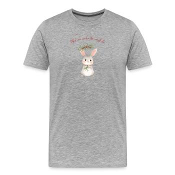 Hase unter Mistelzweig Christmas Design - Männer Premium Bio T-Shirt - Grau meliert - Vorne - Damien (186cm)