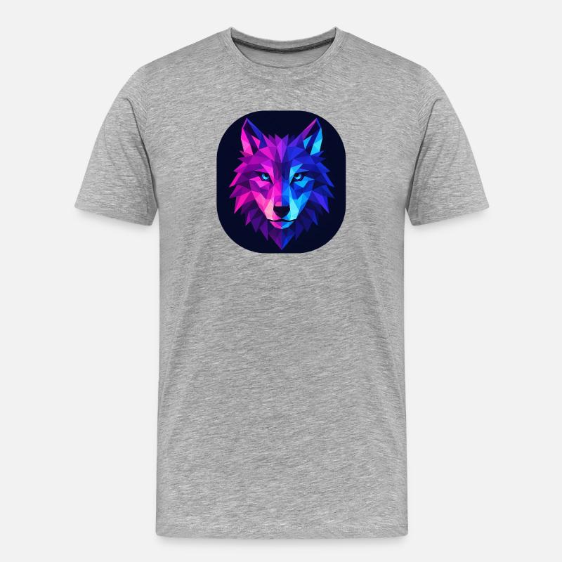 Lupus Wolf Neon Geomuster - Männer Premium Bio T-Shirt - Grau meliert