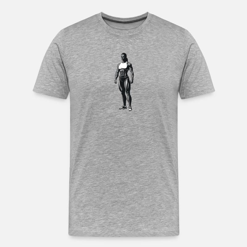 Weiblicher Bodybuilder - Cooles Silhouetten-Logo - Männer Premium Bio T-Shirt - Grau meliert