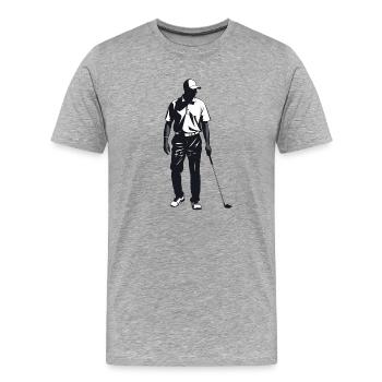 Golfer - Cooles Silhouette Logo - Männer Premium Bio T-Shirt - Grau meliert - Vorne - Damien (186cm)