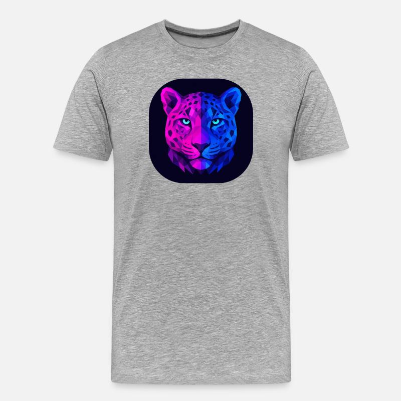 Neon Geometrischer Leopard - Männer Premium Bio T-Shirt - Grau meliert