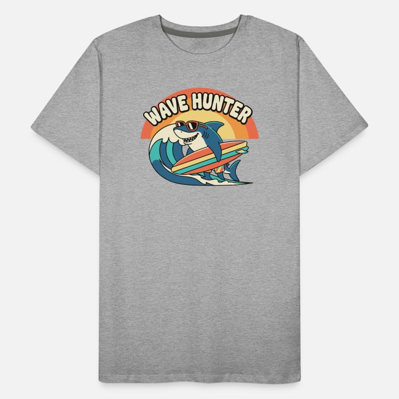 Wave Hunter Shark Surf Sunset Men's Premium Organic T-Shirt