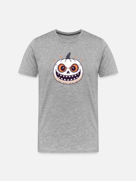 Pumpkin Spooky Smile - Men's Premium Organic T-Shirt - heather grey