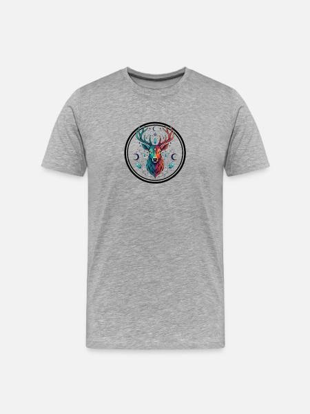 Rainbow Deer Crystal Moon - Men's Premium Organic T-Shirt - heather grey