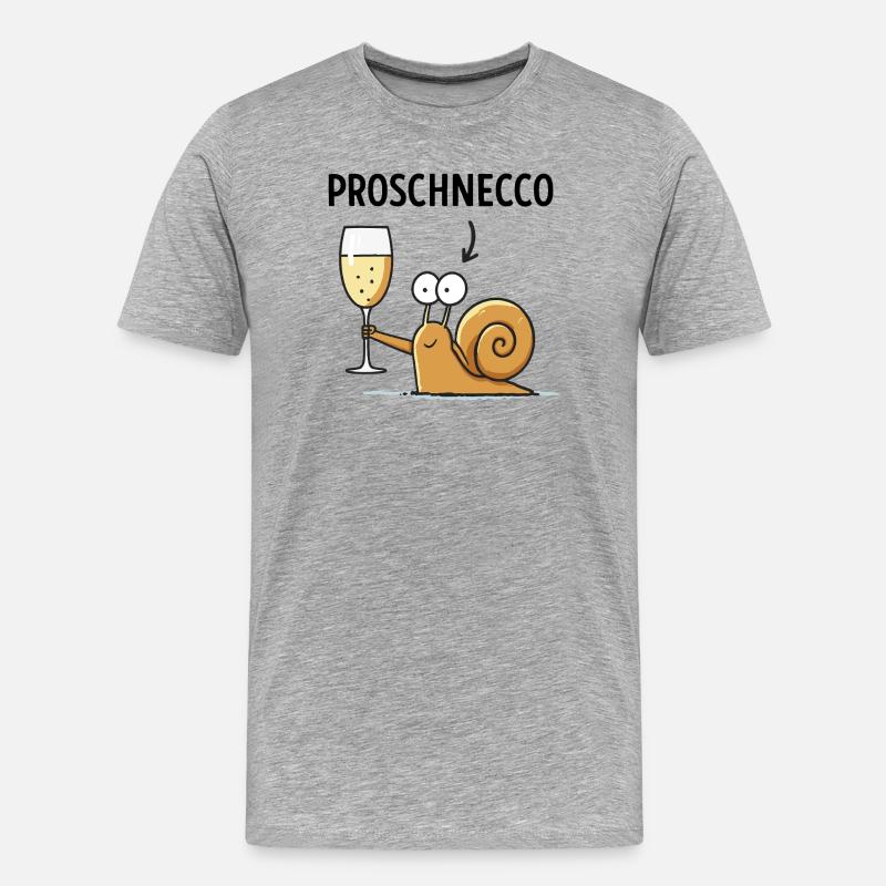 Proschnecco – Schnecke mit Schampus - Männer Premium Bio T-Shirt - Grau meliert